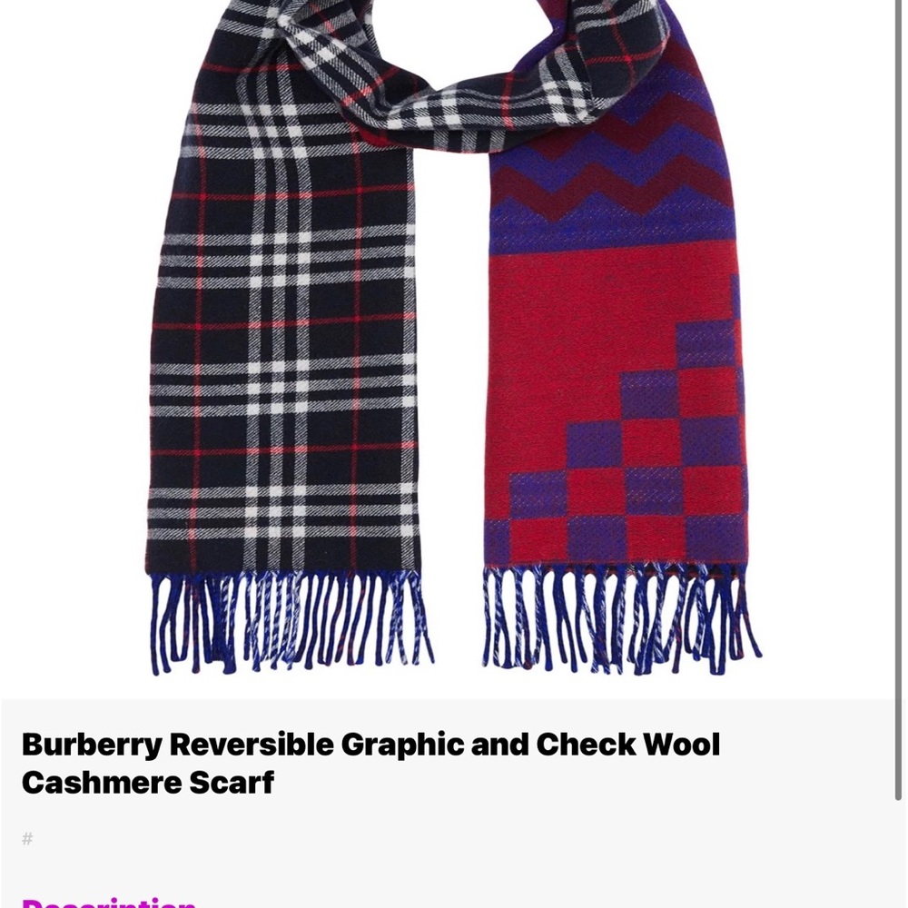 BURBERRY UNISEX CASHMERE SCARF, MIX CHECK PATTERN - Picture 13 of 14